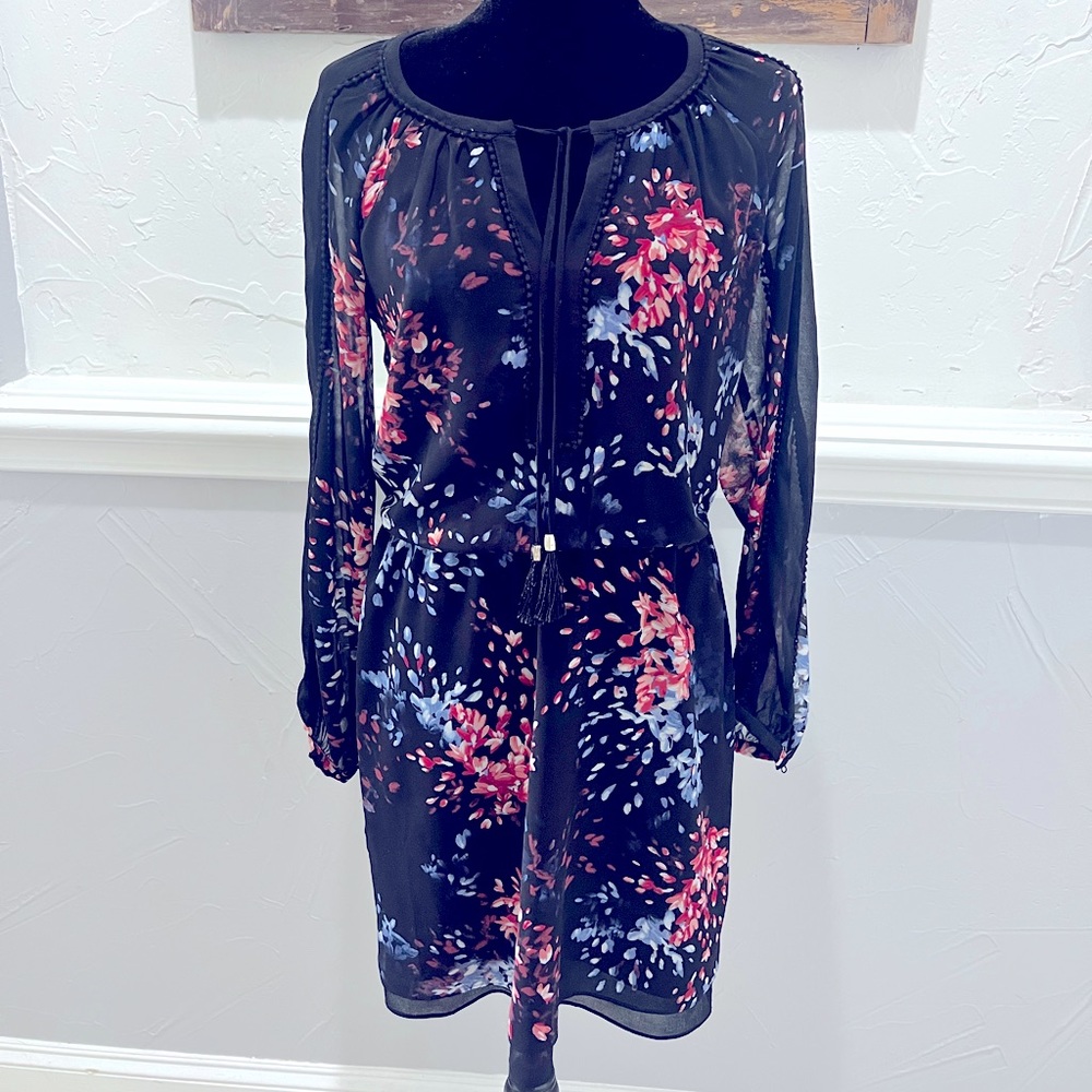 WHBM Black Midi Dress LS